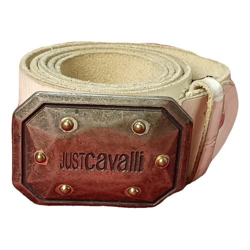 Pre-owned Just Cavalli Leather Belt In White