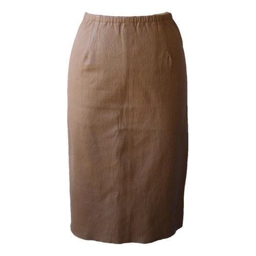 Pre-owned Max & Moi Leather Mid-length Skirt In Camel