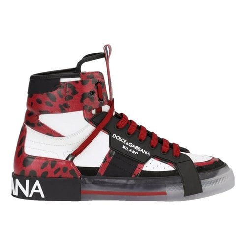 Pre-owned Dolce & Gabbana Leather High Trainers In Red