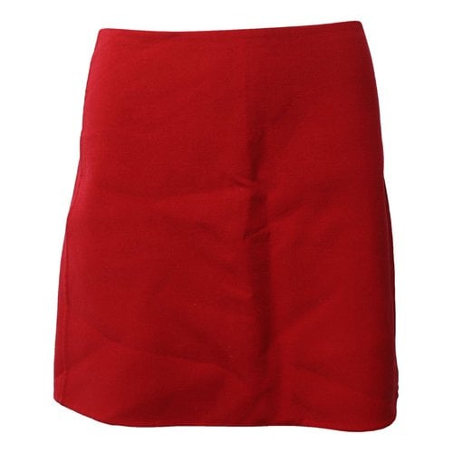 Pre-owned Theory Wool Mid-length Skirt In Red