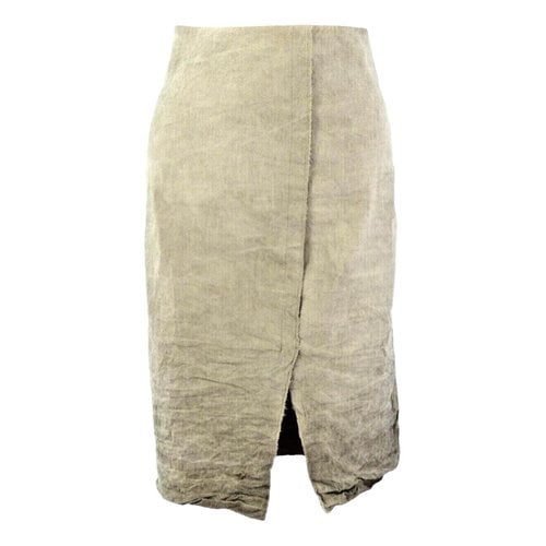 Pre-owned Donna Karan Linen Mid-length Skirt In Grey