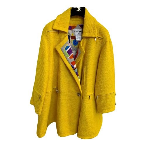 Pre-owned Chanel Wool Coat In Yellow