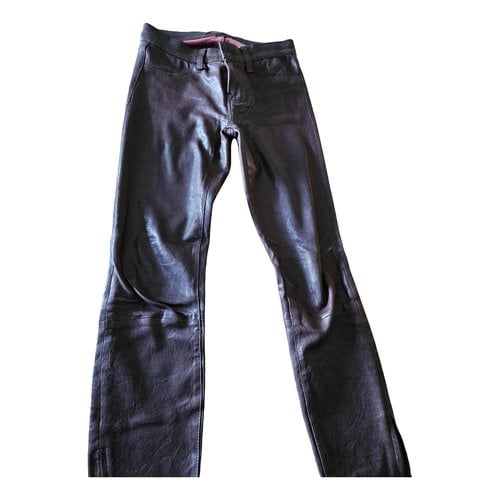Pre-owned J Brand Leather Straight Pants In Burgundy