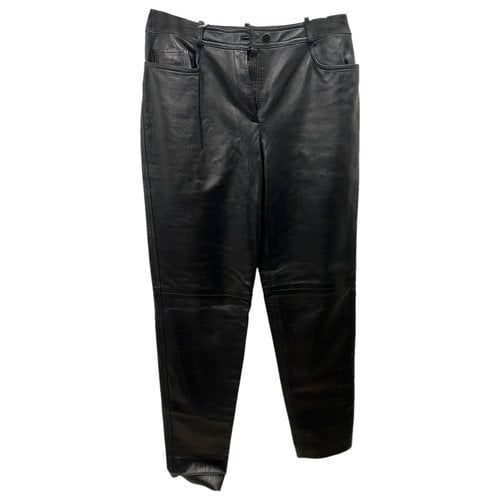 Pre-owned Chanel Leather Carot Pants In Black