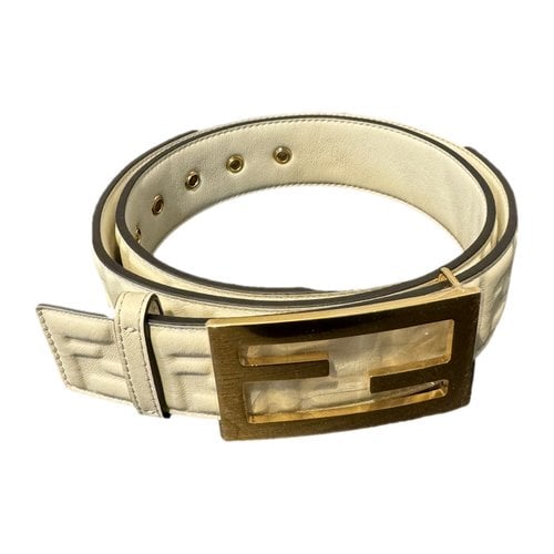Pre-owned Fendi Multi-accessory Belt Leather Belt In White