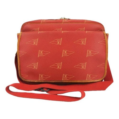 Pre-owned Louis Vuitton Calvi Cloth Satchel In Red