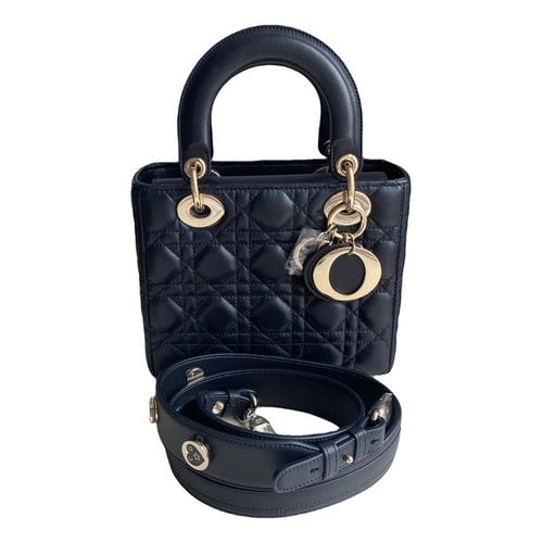 Pre-owned Dior Leather Handbag In Navy