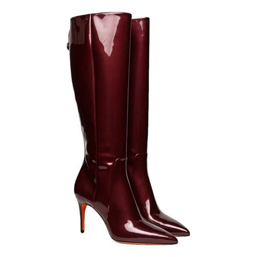 Pre-owned Santoni Leather Boots In Burgundy
