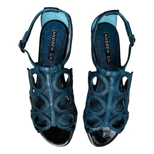 Pre-owned Andrew Gn Leather Sandal In Blue