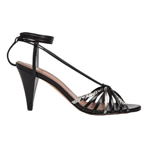 Pre-owned Ba&sh Christy Leather Sandal In Black