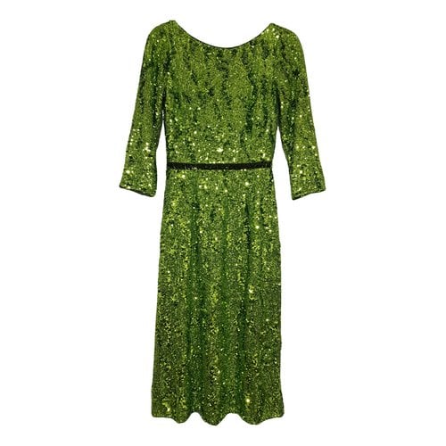Pre-owned Marchesa Notte Glitter Dress In Green