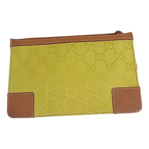 Pre-owned Gucci Ophidia Cloth Clutch Bag In Yellow