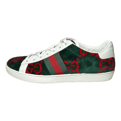 Pre-owned Gucci Ace Leather Trainers In Green