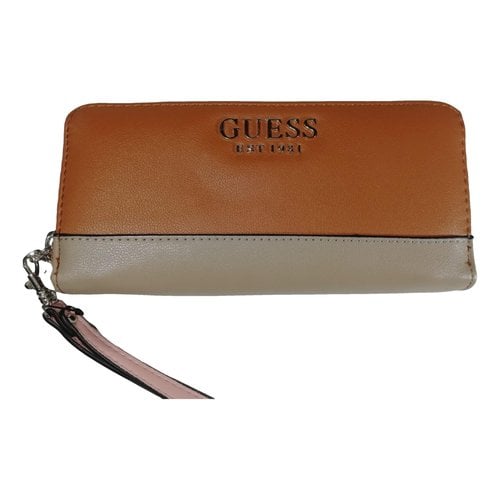 Pre-owned Guess Leather Wallet In Orange