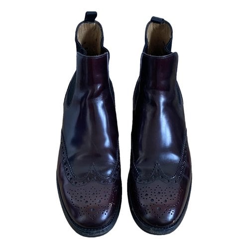 Pre-owned Church's Leather Boots In Burgundy