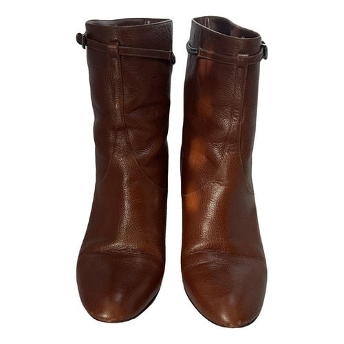 Pre-owned Dior Leather Boots In Camel