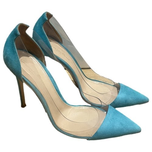 Pre-owned Gianvito Rossi Plexi Heels In Turquoise