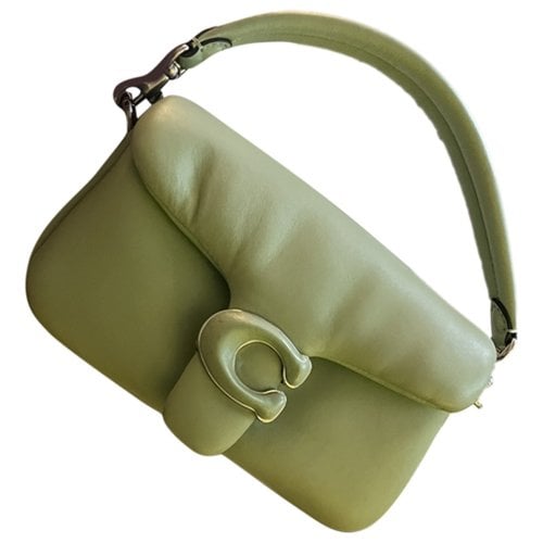 Pre-owned Coach Pillow Tabby Leather Handbag In Green