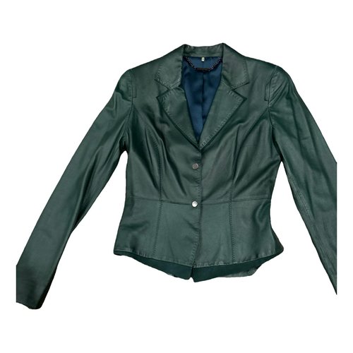 Pre-owned Elie Tahari Leather Jacket In Green