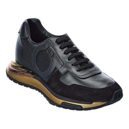 Pre-owned Ferragamo Leather Trainers In Black