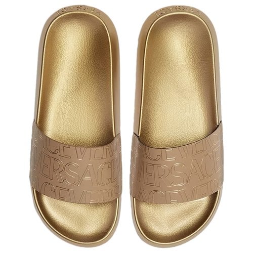 Pre-owned Versace Leather Sandals In Gold
