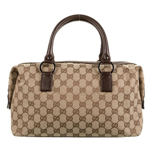 Pre-owned Gucci Boston Cloth Handbag In Brown