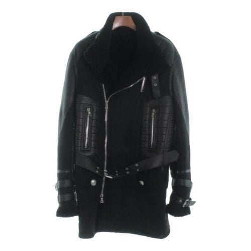 Pre-owned Balmain Leather Coat In Black
