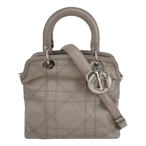 Pre-owned Dior Granville Leather Crossbody Bag In Grey