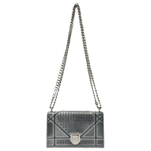 Pre-owned Dior Ama Leather Handbag In Silver