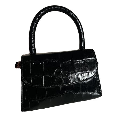 Pre-owned By Far Mini Patent Leather Handbag In Black