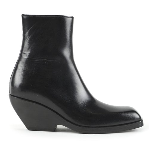 Pre-owned Khaite Leather Ankle Boots In Black