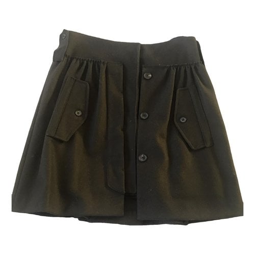 Pre-owned Miu Miu Wool Mini Skirt In Green