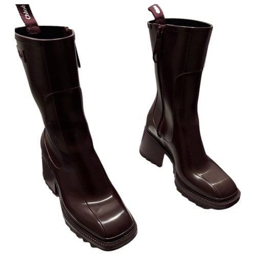Pre-owned Chloé Betty Ankle Boots In Burgundy