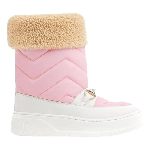 Pre-owned Gucci Cloth Snow Boots In Pink