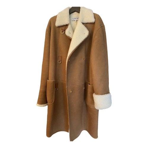 Pre-owned Loewe Leather Coat In Camel