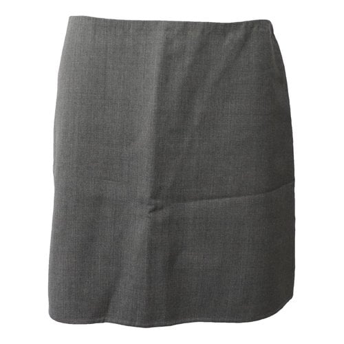 Pre-owned Theory Wool Mid-length Skirt In Grey
