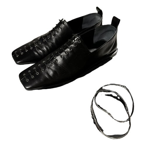 Pre-owned Jil Sander Leather Ballet Flats In Black