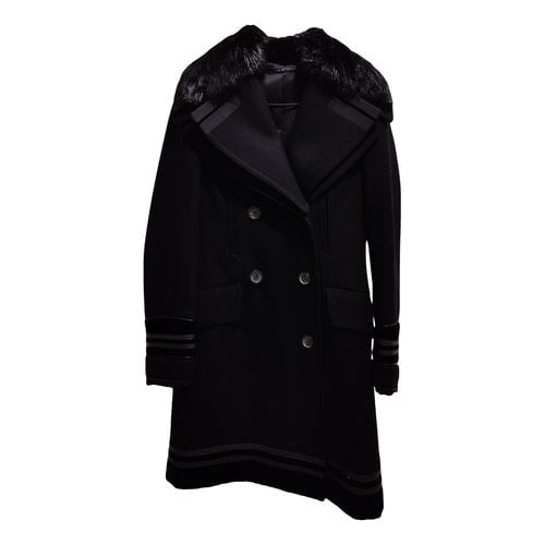 Pre-owned Gucci Wool Trench Coat In Black