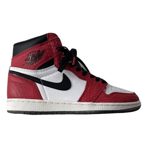 Pre-owned Jordan Vegan Leather High Trainers In Red