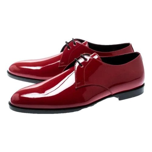 Pre-owned Saint Laurent Patent Leather Lace Ups In Burgundy