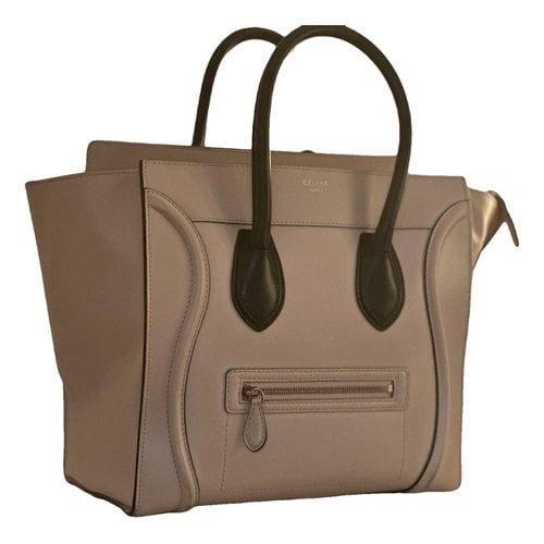 Pre-owned Celine Luggage Leather Handbag In Beige