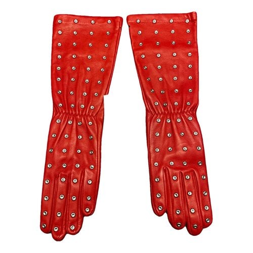 Pre-owned Bottega Veneta Leather Gloves In Red