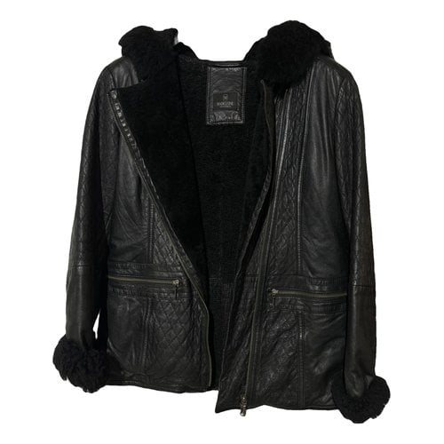 Pre-owned Madeleine Thompson Leather Coat In Black