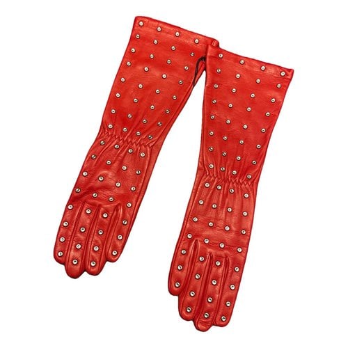 Pre-owned Bottega Veneta Leather Gloves In Red