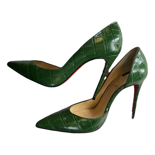 Pre-owned Christian Louboutin Iriza Leather Heels In Green