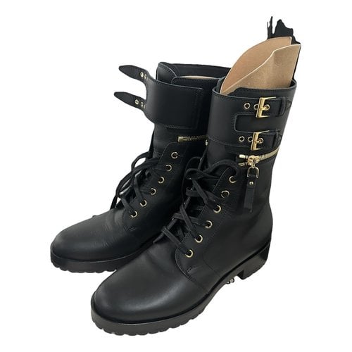 Pre-owned Sergio Rossi Leather Biker Boots In Black