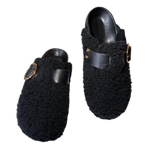 Pre-owned Isabel Marant Mirvin Shearling Mules & Clogs In Black