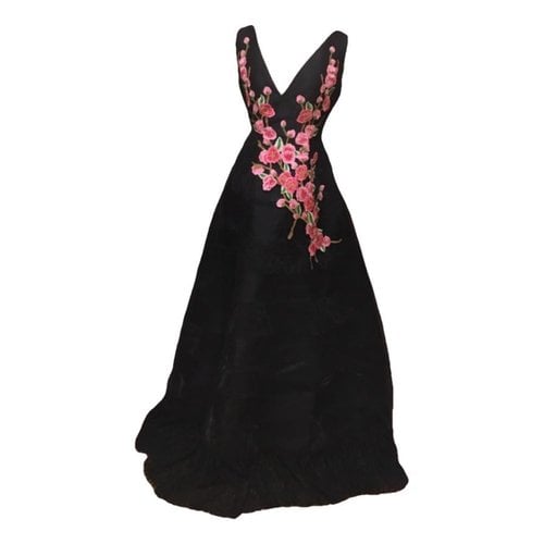 Pre-owned Teria Yabar Lace Maxi Dress In Black