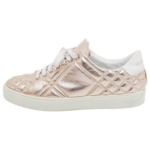 Pre-owned Burberry Leather Trainers In Metallic