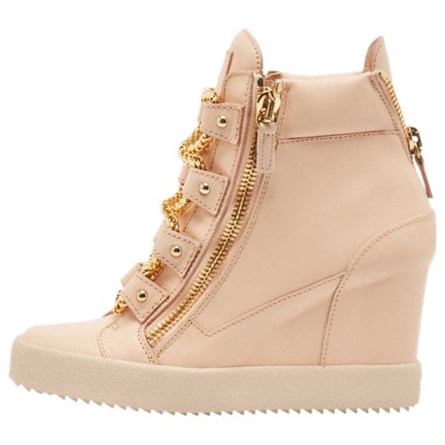 Pre-owned Giuseppe Zanotti Leather Trainers In Beige
